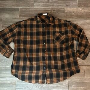 Oversized Grunge‎ Indie Plaid Flannel Shirt Women's XXXL Fall Basic Cottage Core